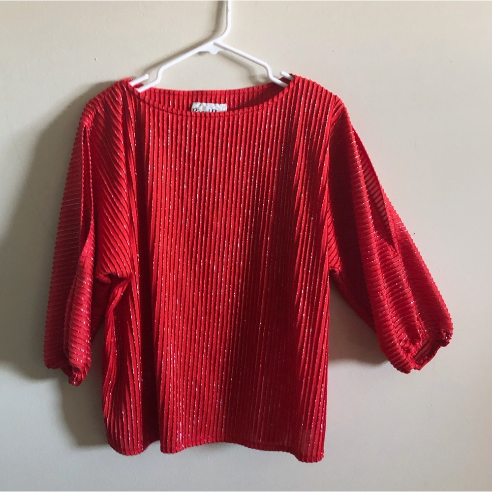 Vintage Regal Row Metallic Striped Cut Out Disco Blouse